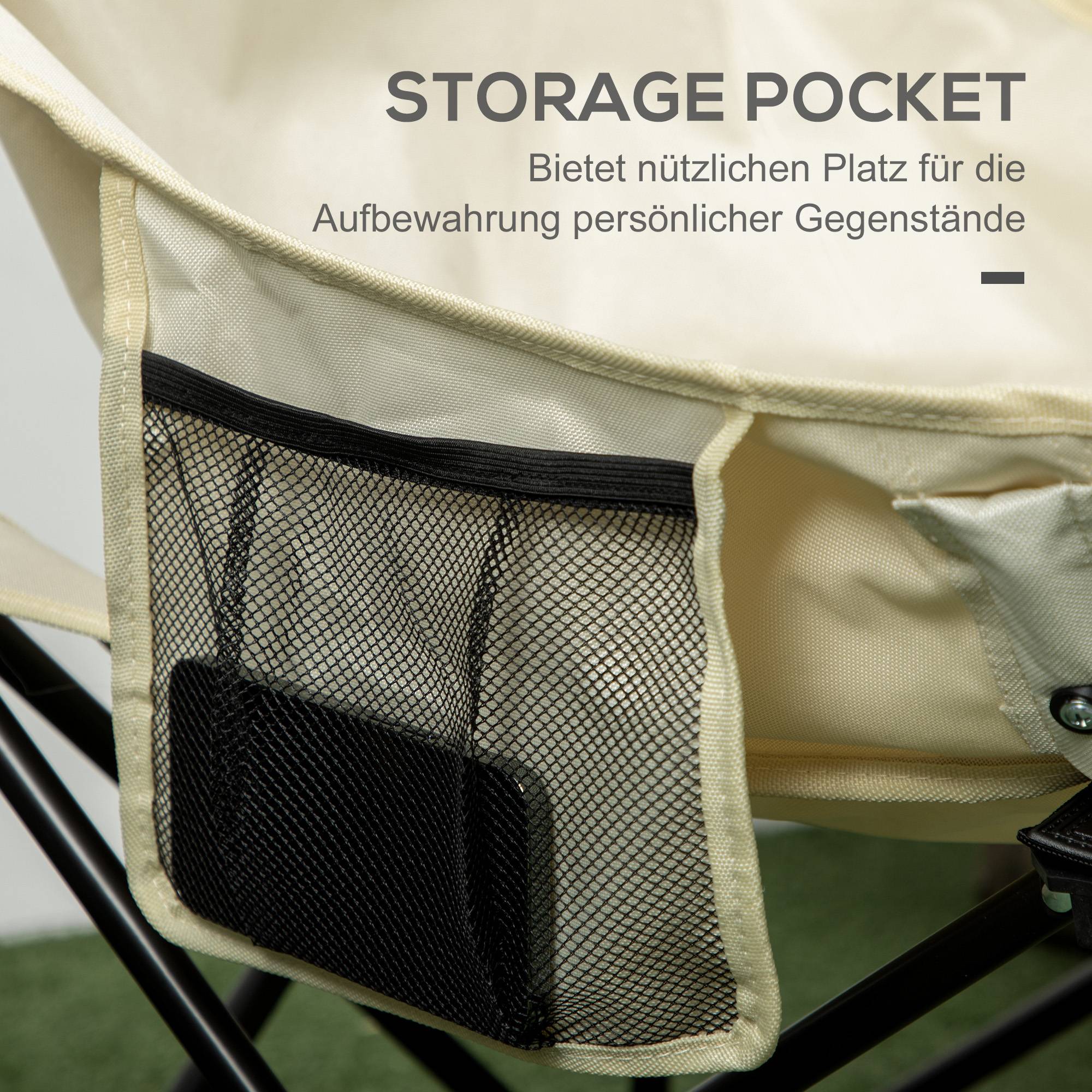 Chaise Camping Pliante Oxford Acier Jardin Plage Sac Transport Poche Blanc Léger - ComfortXL Outdoor Living - Image 5