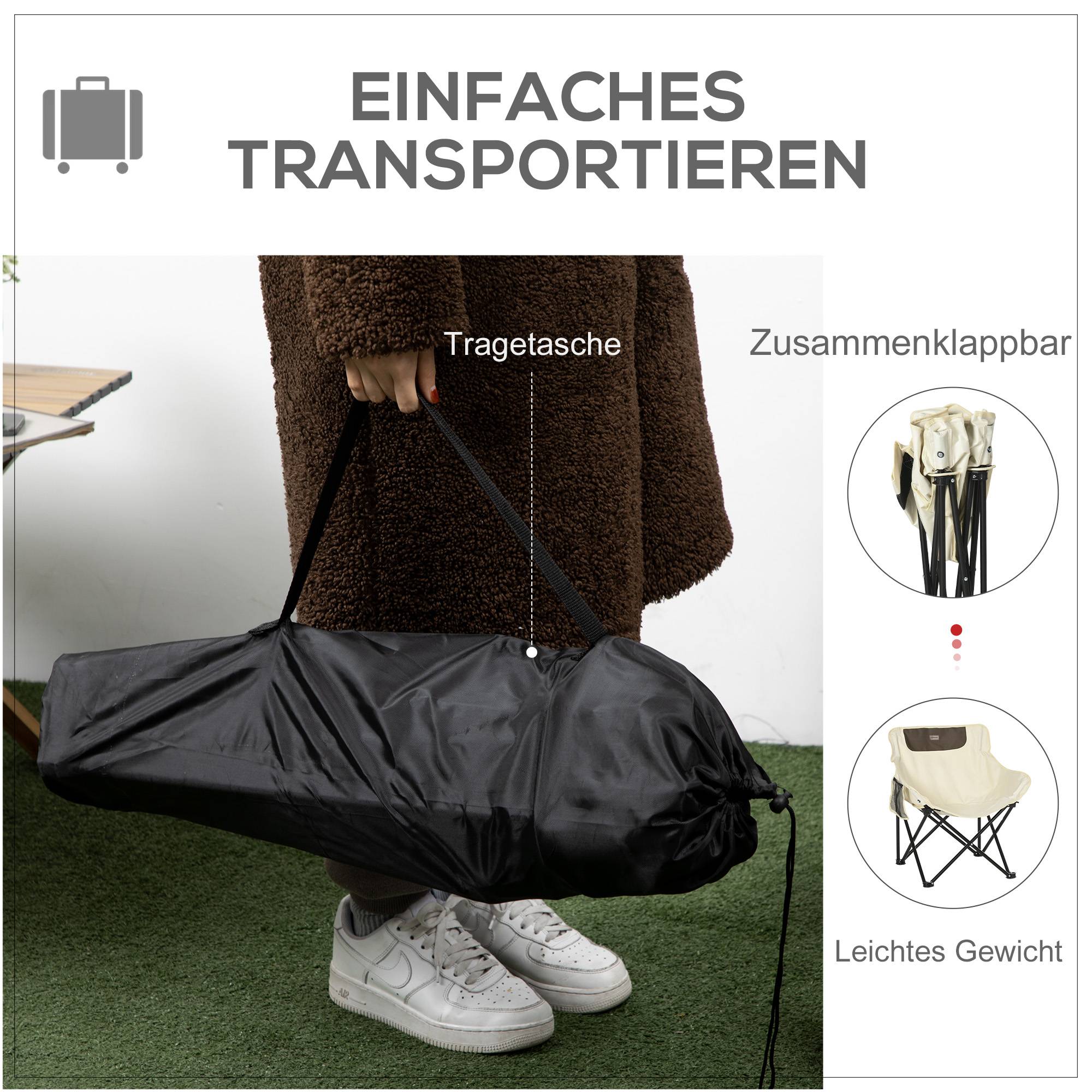 Chaise Camping Pliante Oxford Acier Jardin Plage Sac Transport Poche Blanc Léger - ComfortXL Outdoor Living - Image 4