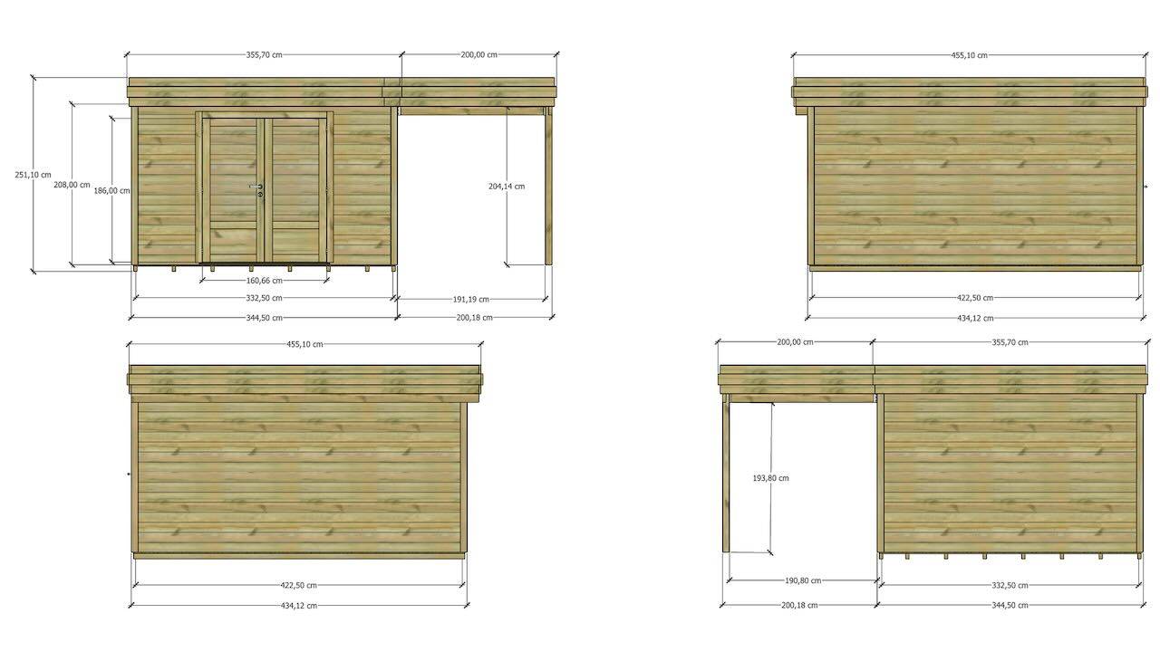 ABRI DE JARDIN bois  autoclave 27mm - 5,44x4,34m / 24m2 - Bac acier - Plancher bois - Image 4