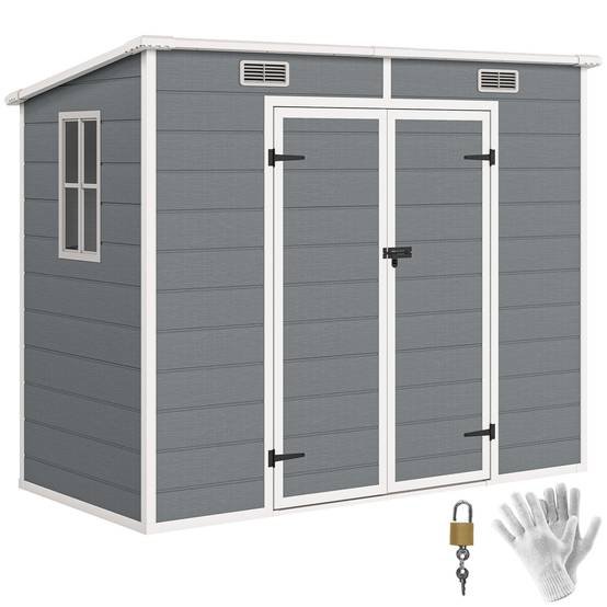Abri de jardin polypropylènes gris 238 x 125 x 183 cm - PANGIVO - Image 1