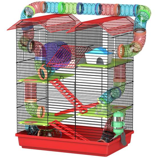Grande cage hamster métal petits rongeurs zone jeux 47x59cm Rouge - ComfortXL Outdoor Living - Image 2