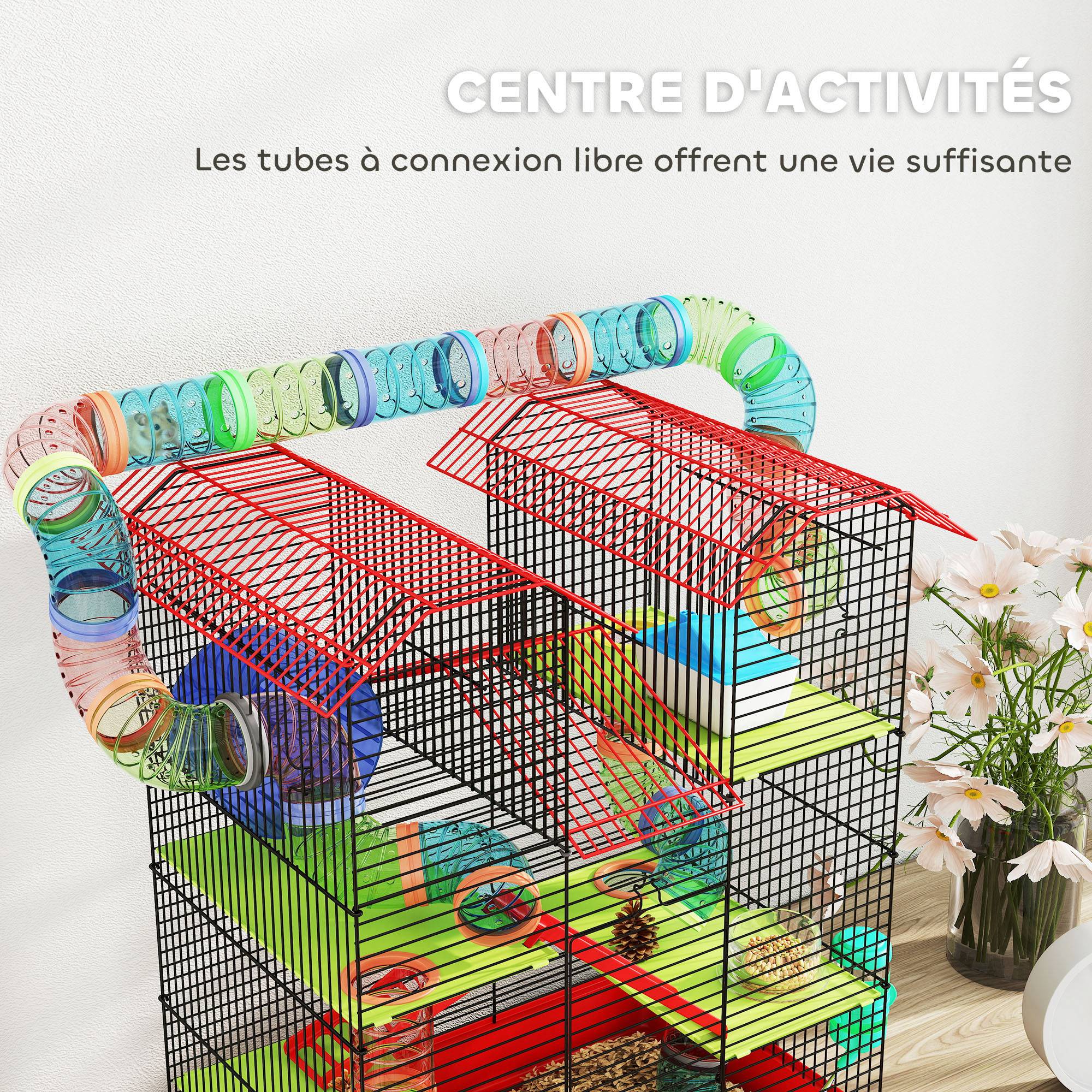 Grande cage hamster métal petits rongeurs zone jeux 47x59cm Rouge - ComfortXL Outdoor Living - Image 9