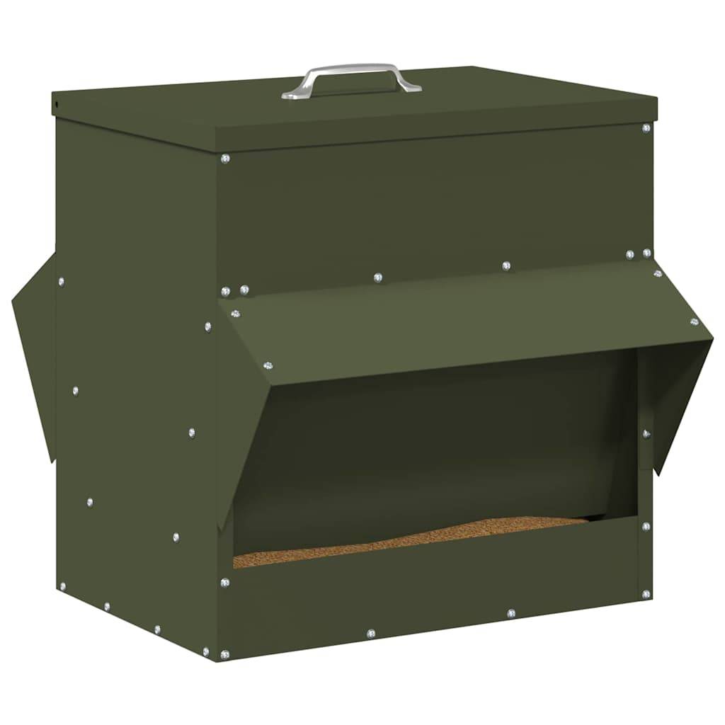 Distributeur Volaille Métal Toit Étanche 20kg Olive - ComfortXL Outdoor Living - Image 3