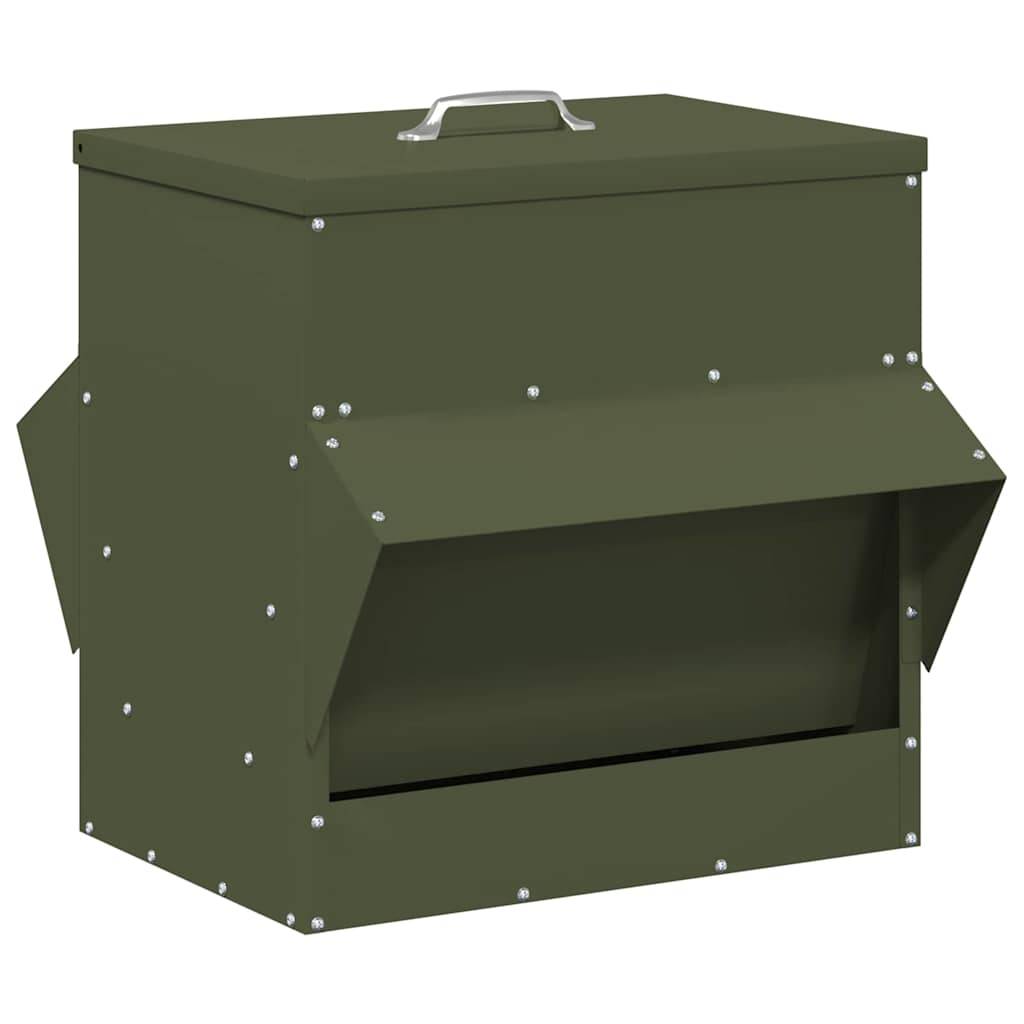 Distributeur Volaille Métal Toit Étanche 20kg Olive - ComfortXL Outdoor Living - Image 2