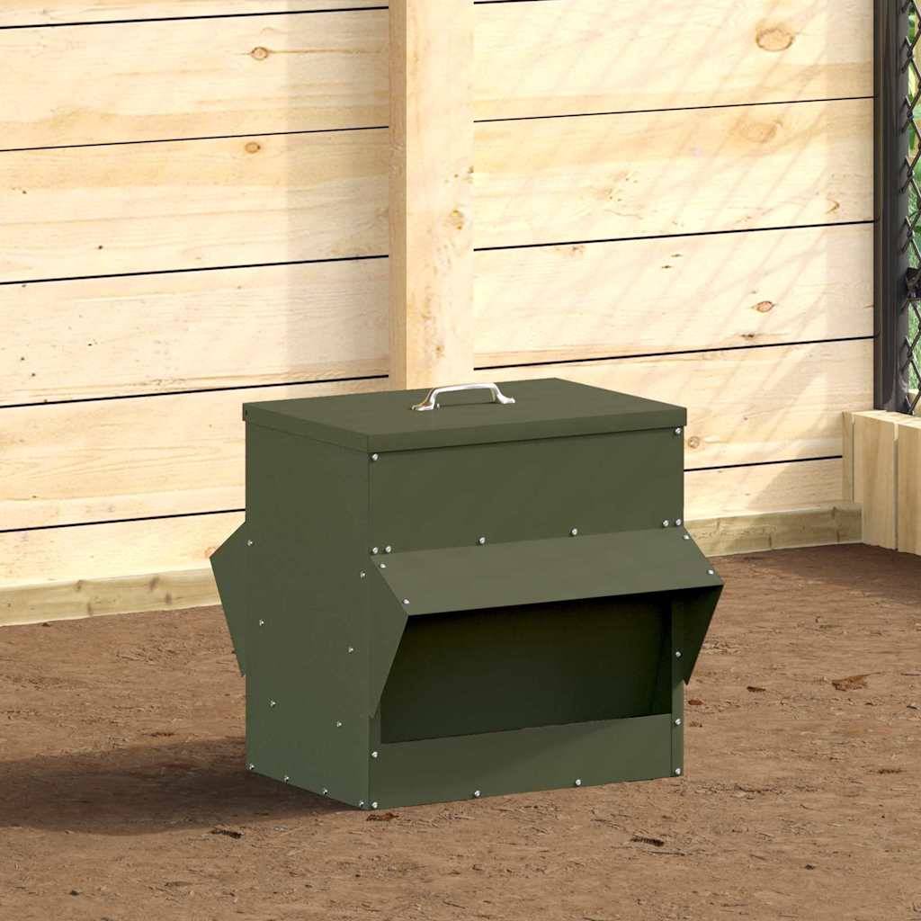 Distributeur Volaille Métal Toit Étanche 20kg Olive - ComfortXL Outdoor Living - Image 4