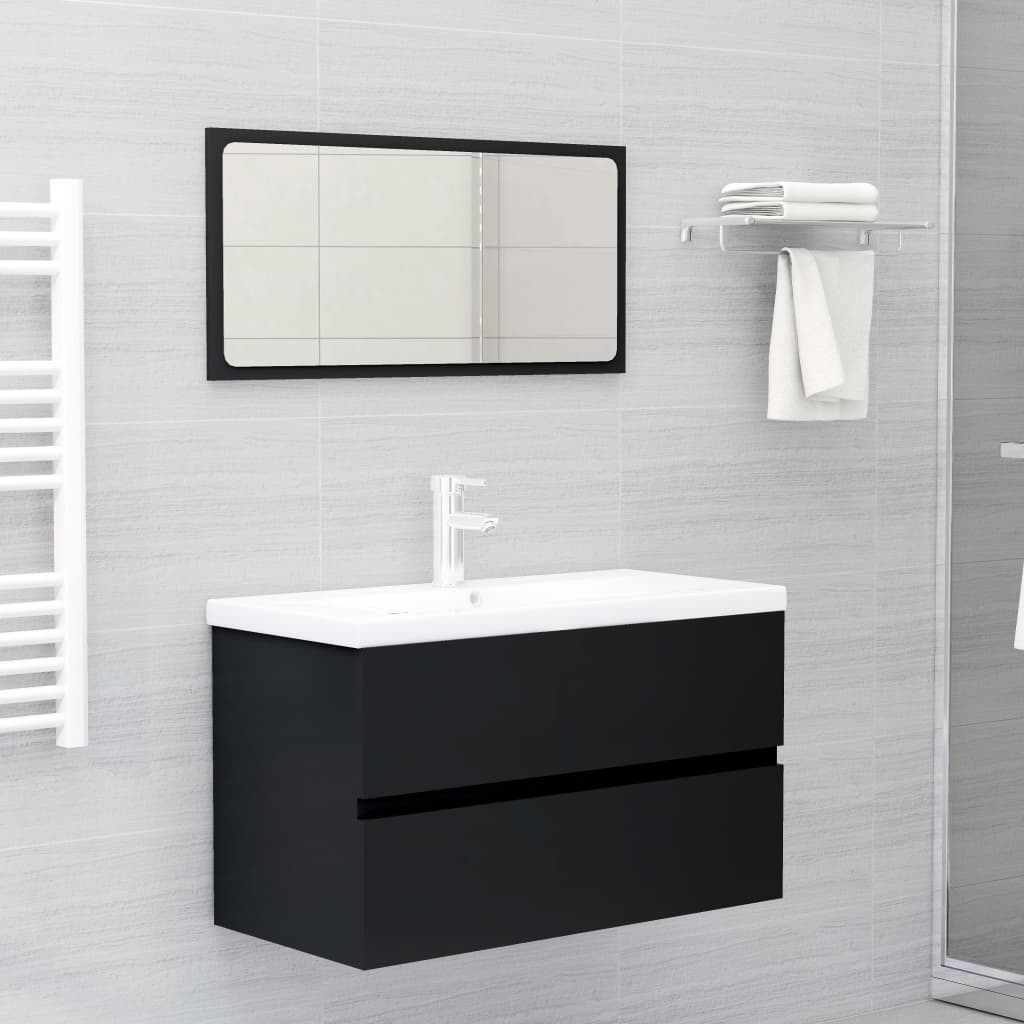 Vidaxl - Meubles de salle de bain noir bois d'ingénierie - vidaXL - Image 2