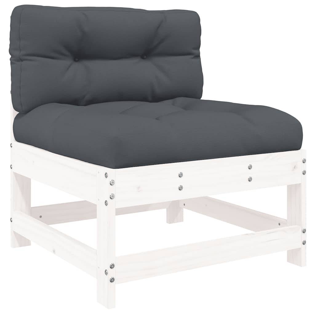 Vidaxl - Canapés centraux avec coussins 2 pcs blanc bois de pin massif vidaXL 825577 - Image 5