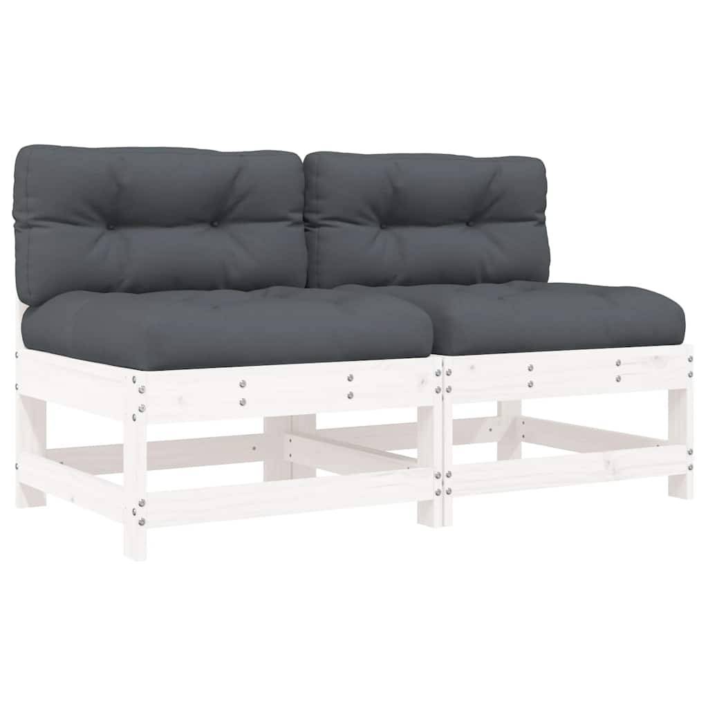 Vidaxl - Canapés centraux avec coussins 2 pcs blanc bois de pin massif vidaXL 825577 - Image 2