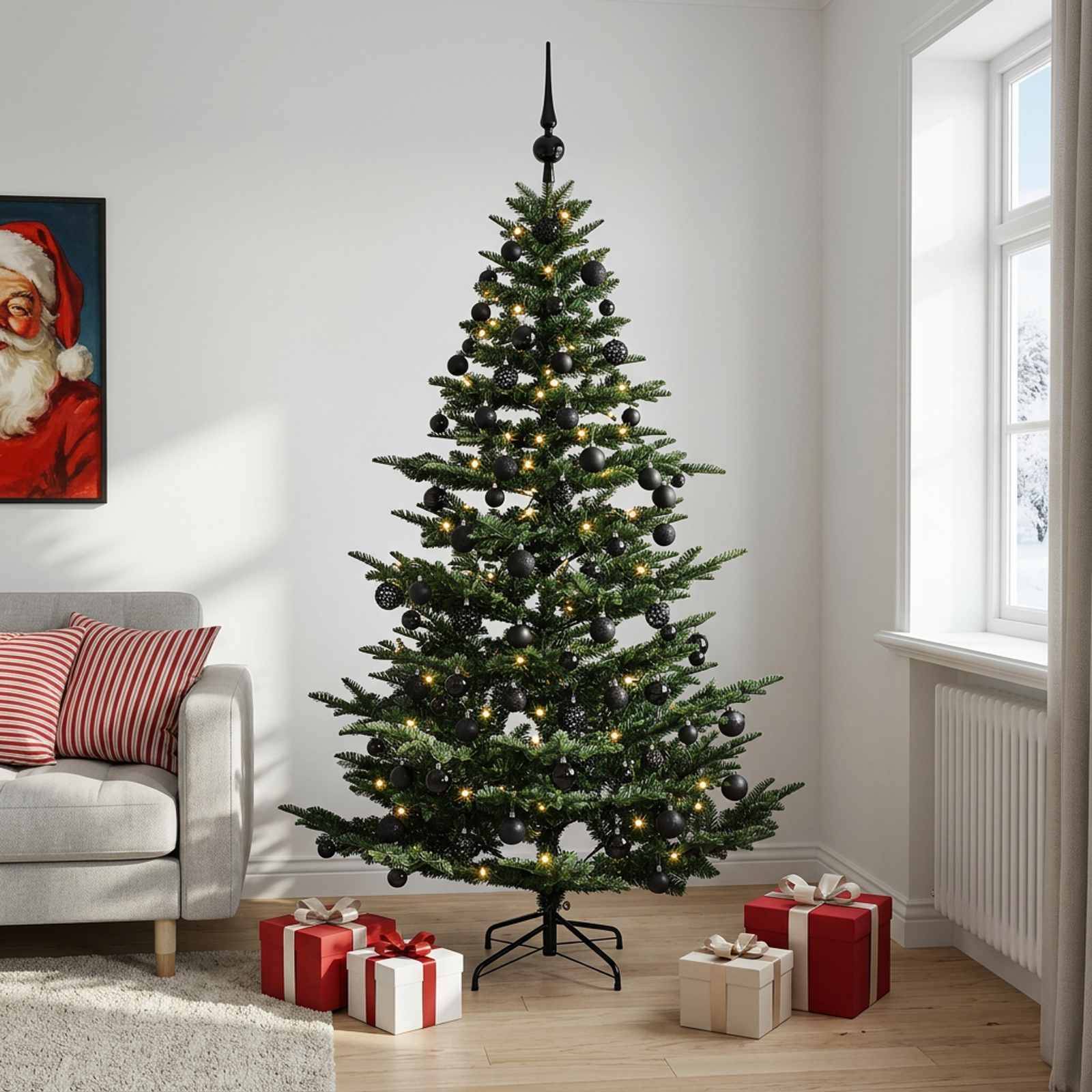 Vidaxl - Sapin de Noël artificiel avec boules 180 cm 300 LED Blanc chaud vidaXL 3466388 - Image 1