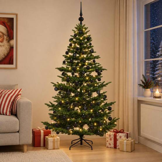 Vidaxl - Sapin de Noël artificiel avec boules 180 cm 300 LED Blanc chaud vidaXL 3466388 - Image 4