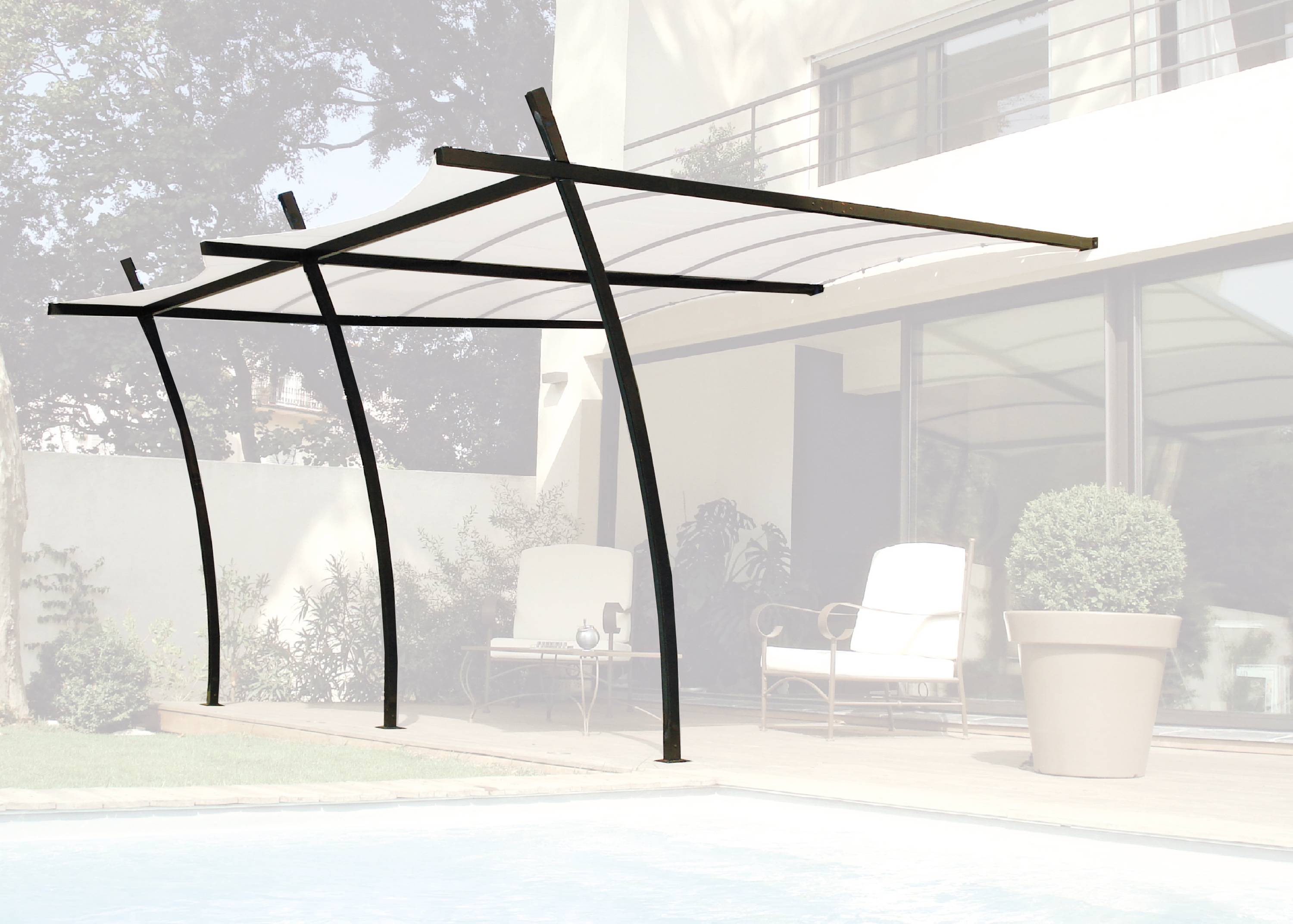 Couleurs du monde - Sydney - Pergola adossée en acier 3,5x4m - Structure Seule - Couleurs du Monde - Image 1