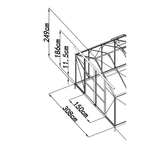 Serre de jardin 16,9 m² polycarbonate 4mm avec embase Green Protect verte - Image 6