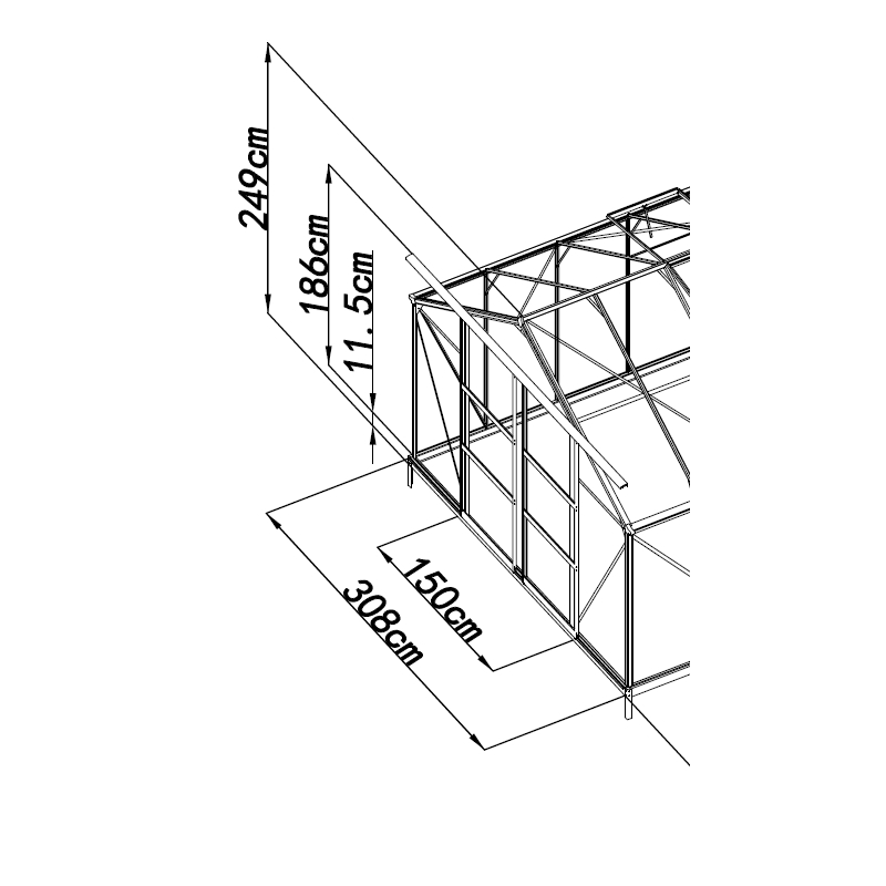 Serre de jardin 16,9 m² polycarbonate 4mm avec embase Green Protect verte - Image 6