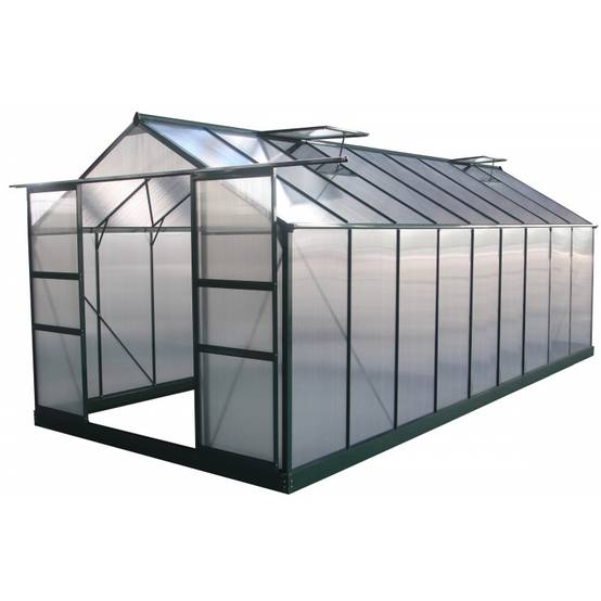 Serre de jardin 16,9 m² polycarbonate 4mm avec embase Green Protect verte - Image 3