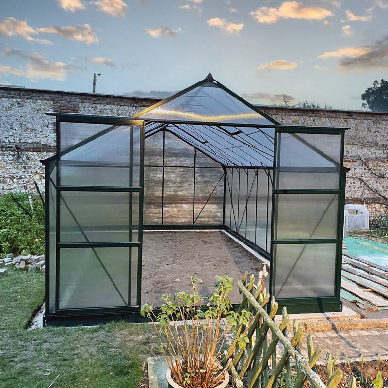 Serre de jardin 16,9 m² polycarbonate 4mm avec embase Green Protect verte - Image 1