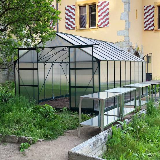 Serre de jardin 16,9 m² polycarbonate 4mm avec embase Green Protect verte - Image 2