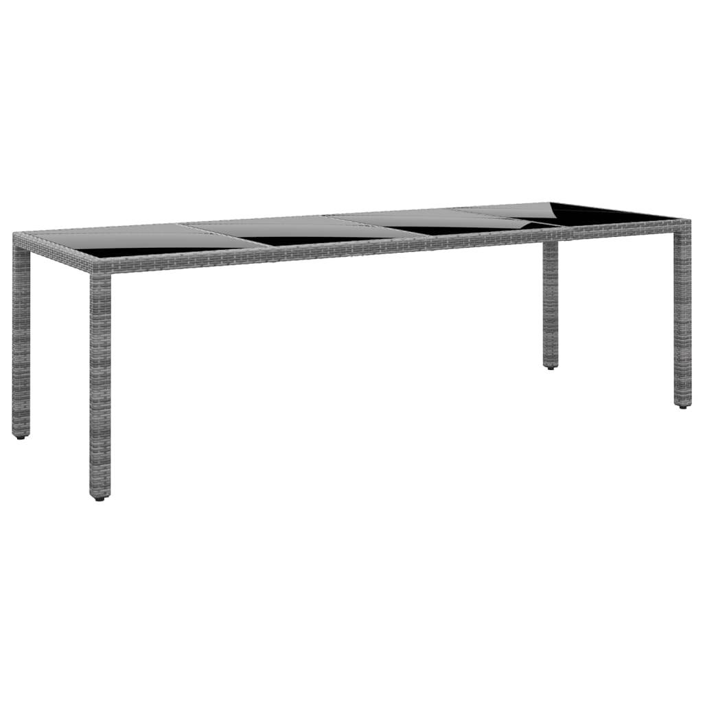 ComfortXL - Grande Table de Jardin Rectangulaire 250 cm Grise en Résine Tressée et Verre Trempé pour 8-10 Personnes – ComfortXL Outdoor Living - Image 1