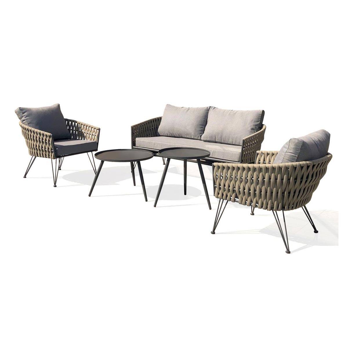 Dcb Garden - Salon de Jardin 4 Places "Capri" 161cm Gris Anthracite - Image 2