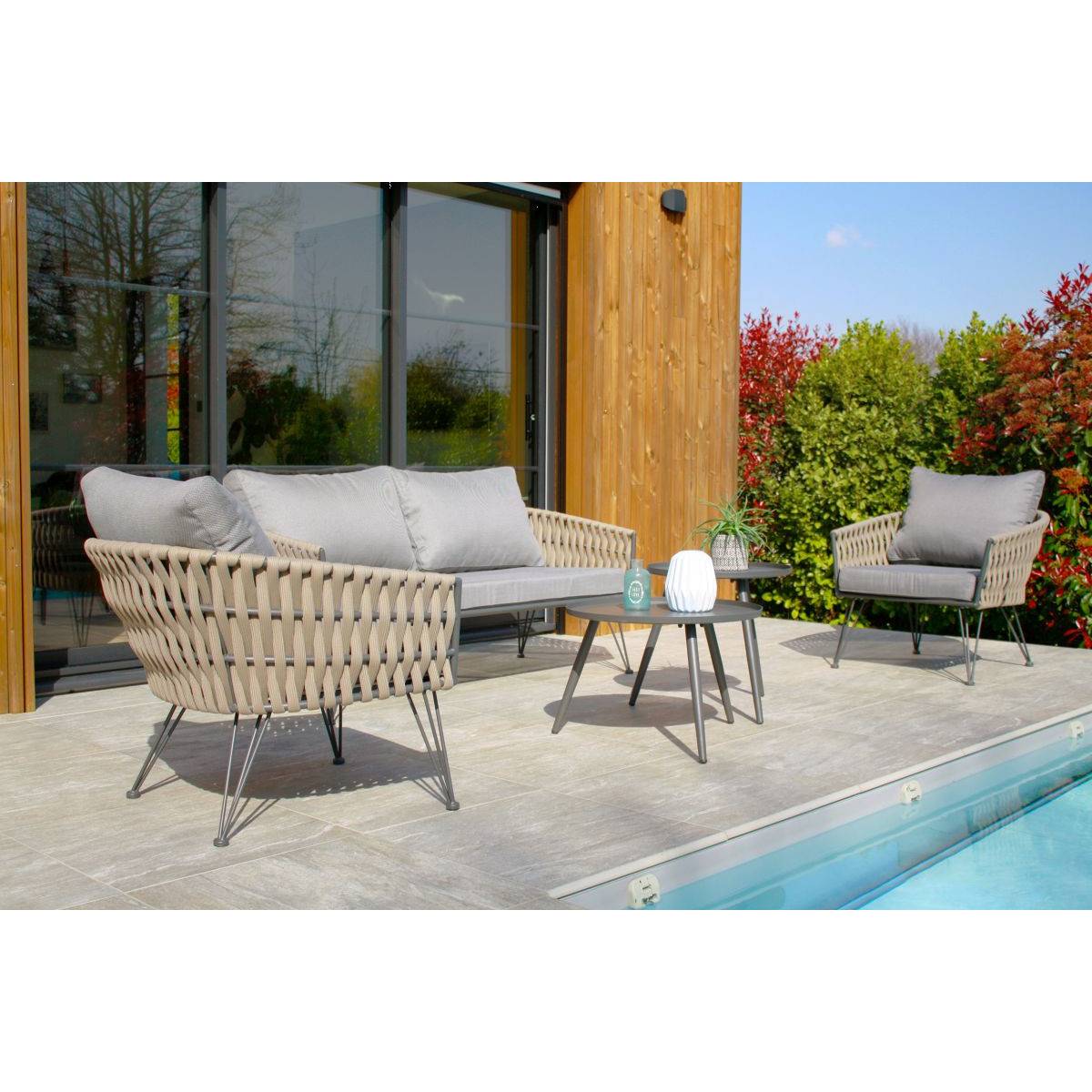 Dcb Garden - Salon de Jardin 4 Places "Capri" 161cm Gris Anthracite - Image 9