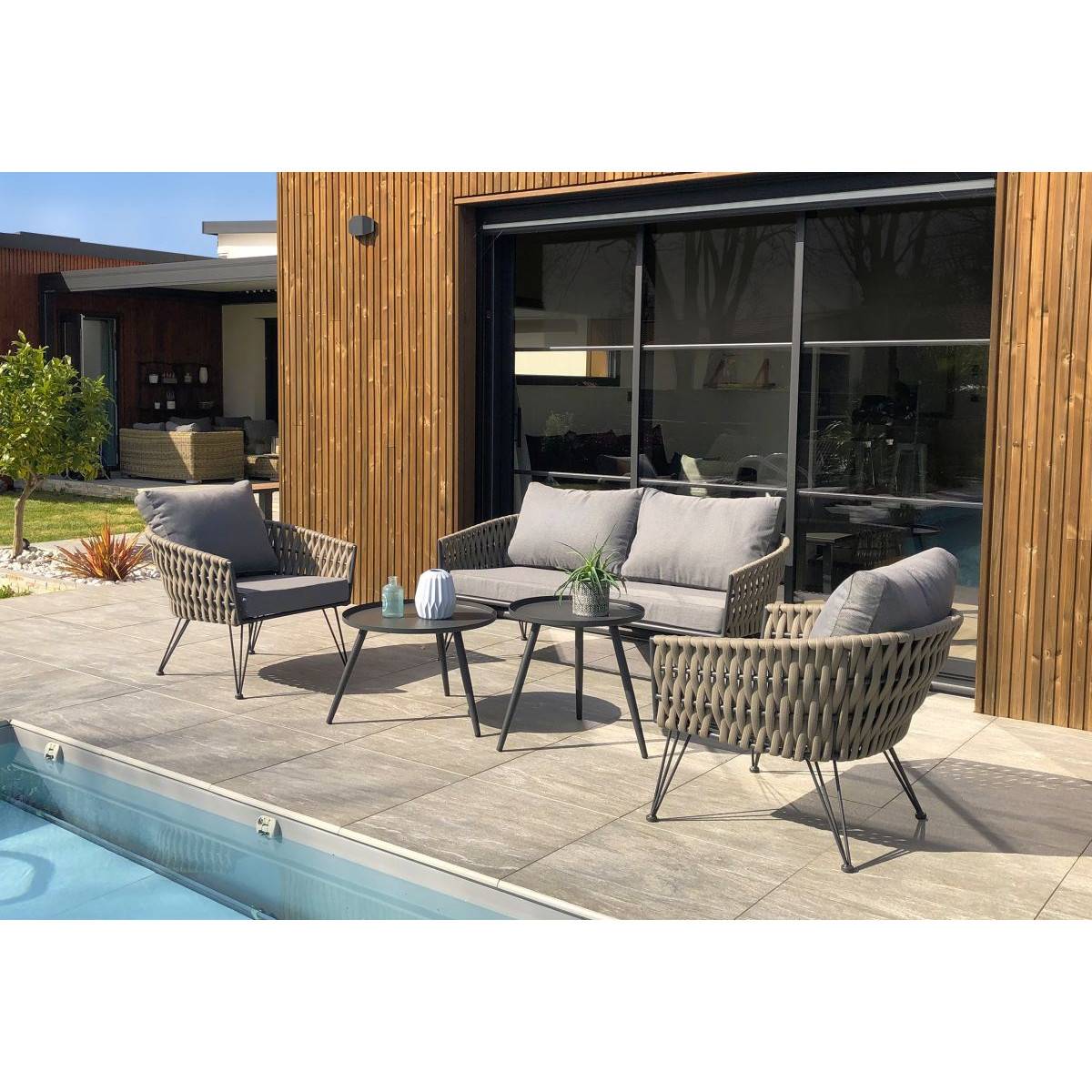 Dcb Garden - Salon de Jardin 4 Places "Capri" 161cm Gris Anthracite - Image 10