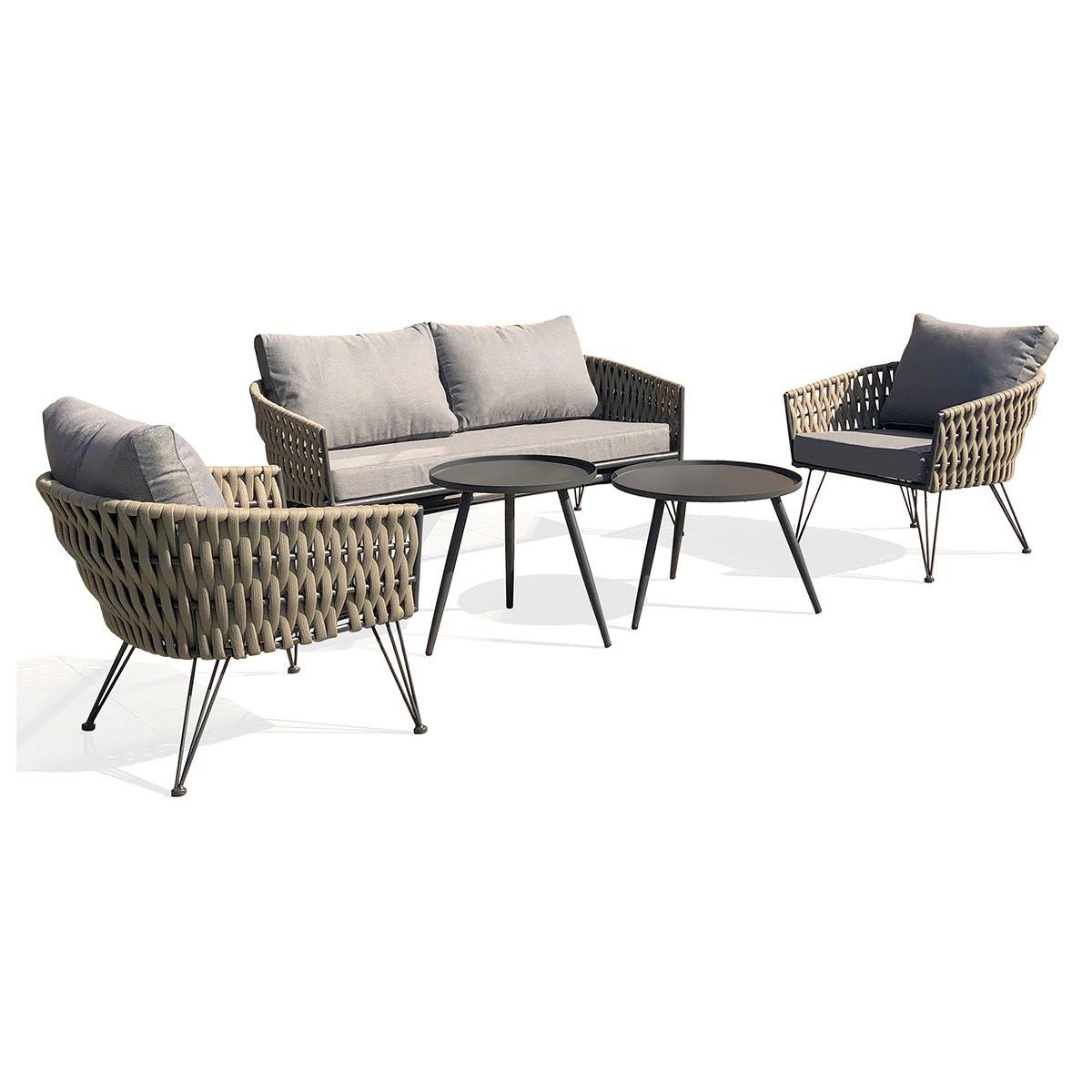 Dcb Garden - Salon de Jardin 4 Places "Capri" 161cm Gris Anthracite - Image 1