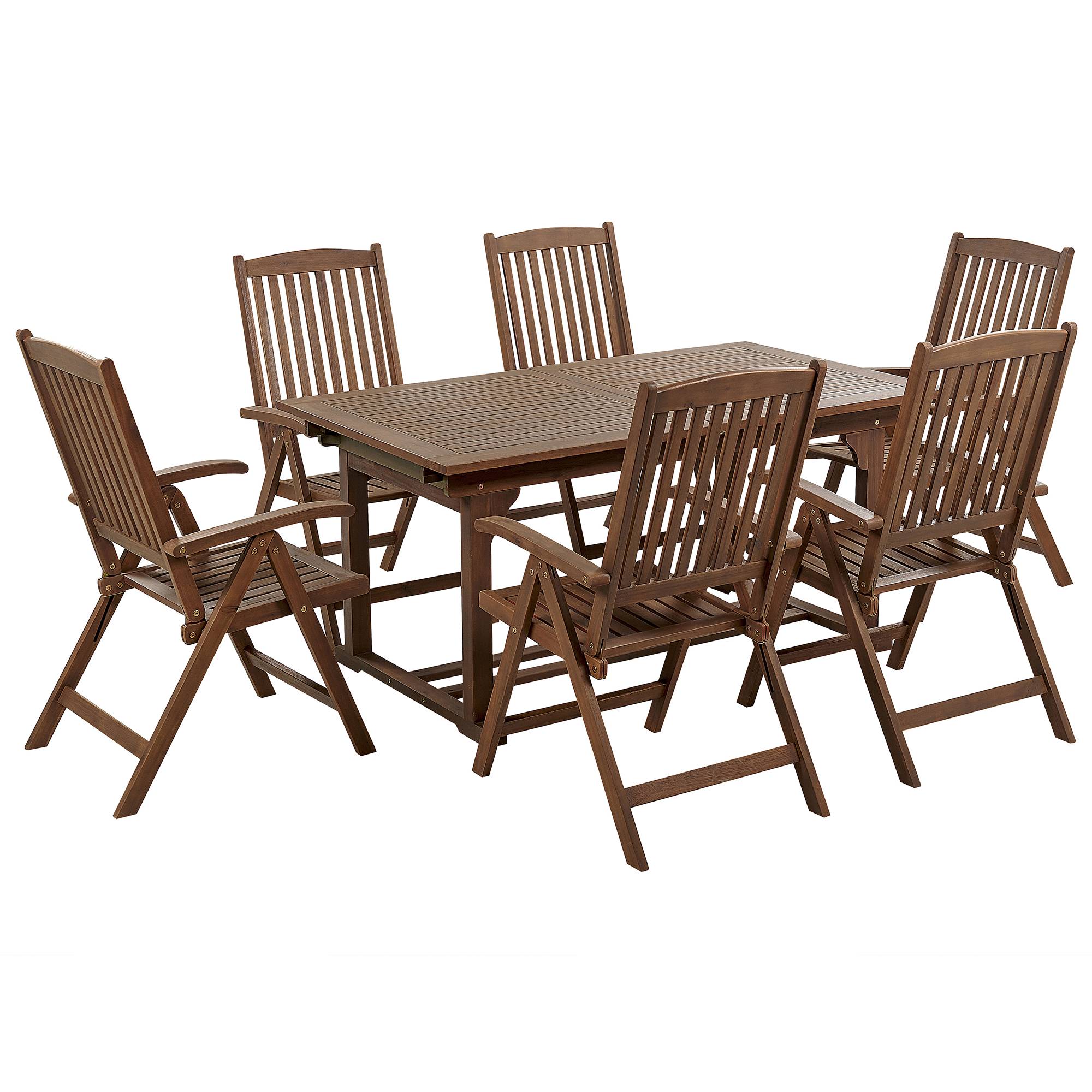 Beliani - Set de salle à manger, 6 Personnes Acacia Marron foncé AMANTEA - Beliani - Image 4