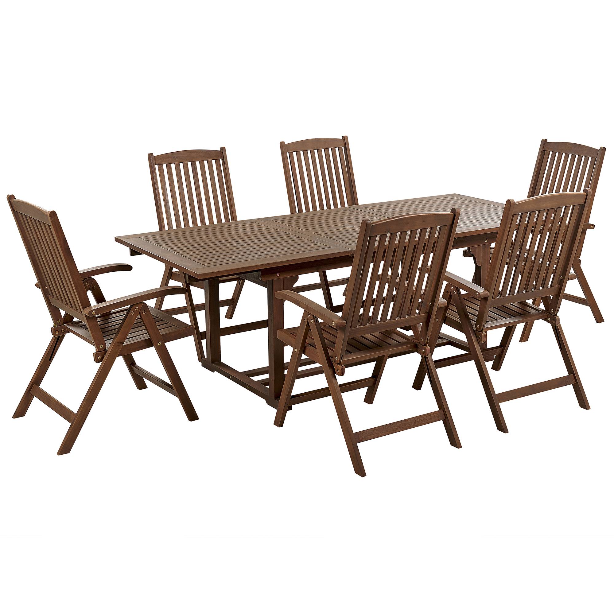 Beliani - Set de salle à manger, 6 Personnes Acacia Marron foncé AMANTEA - Beliani - Image 2