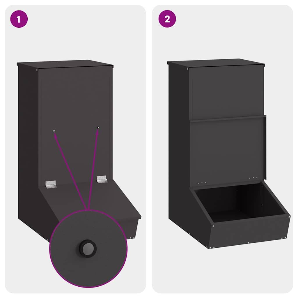 ComfortXL - Nourrisseur Cochons Acier 20kg Porte Magnétique Etanche Noir - ComfortXL Outdoor Living - Image 9