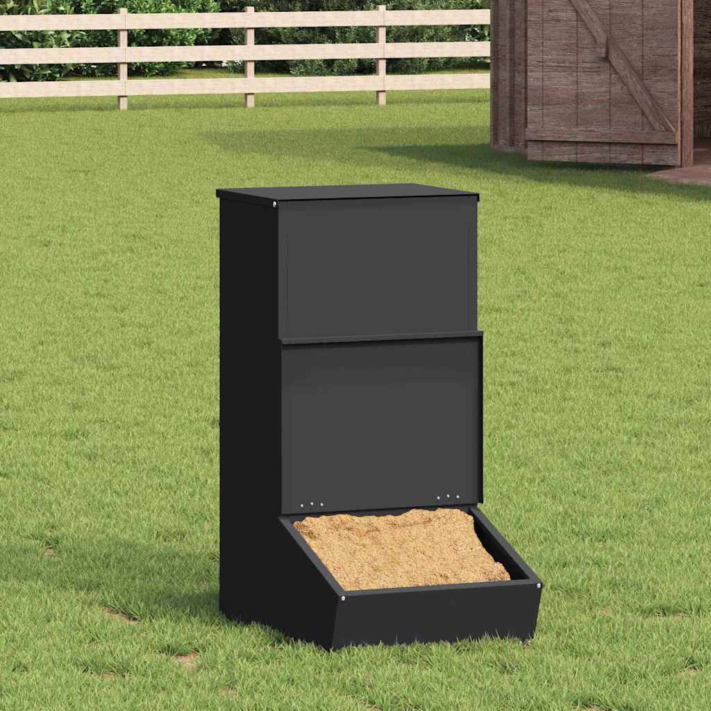 ComfortXL - Nourrisseur Cochons Acier 20kg Porte Magnétique Etanche Noir - ComfortXL Outdoor Living - Image 1