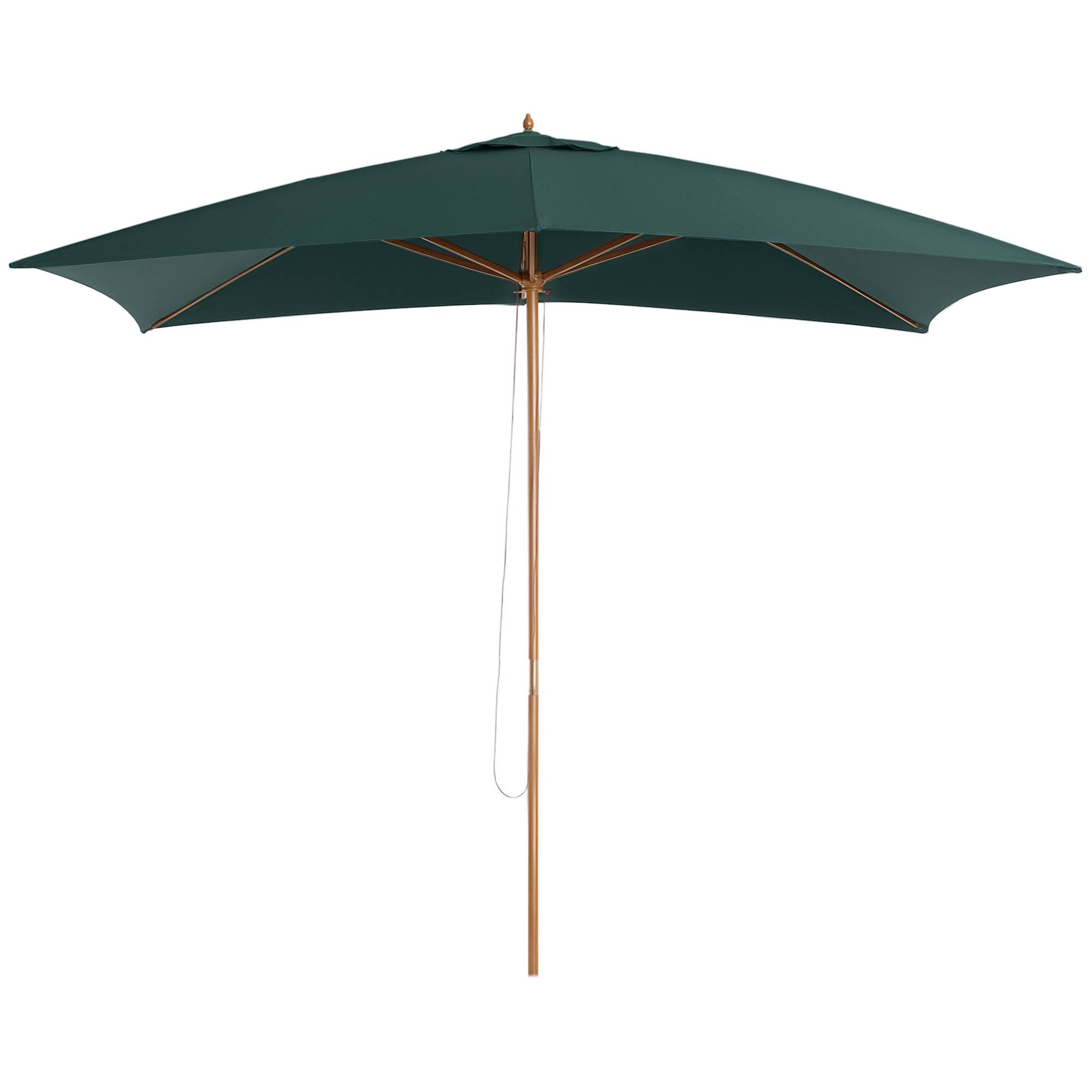 Parasol de jardin 2 x 3 m en bois laqué et bambou avec housse amovible, vert foncé - Image 1