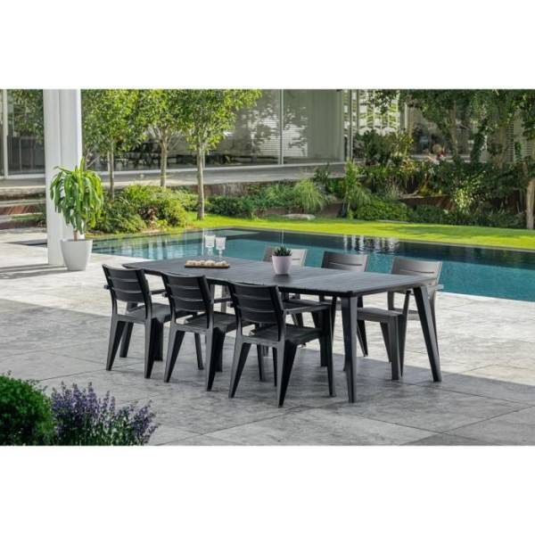 Table de jardin - rectangulaire - gris graphite - en résine - 8 a 10 personnes - Lima - Allibert by KETER - Image 3