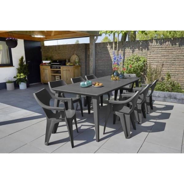 Table de jardin - rectangulaire - gris graphite - en résine - 8 a 10 personnes - Lima - Allibert by KETER - Image 2
