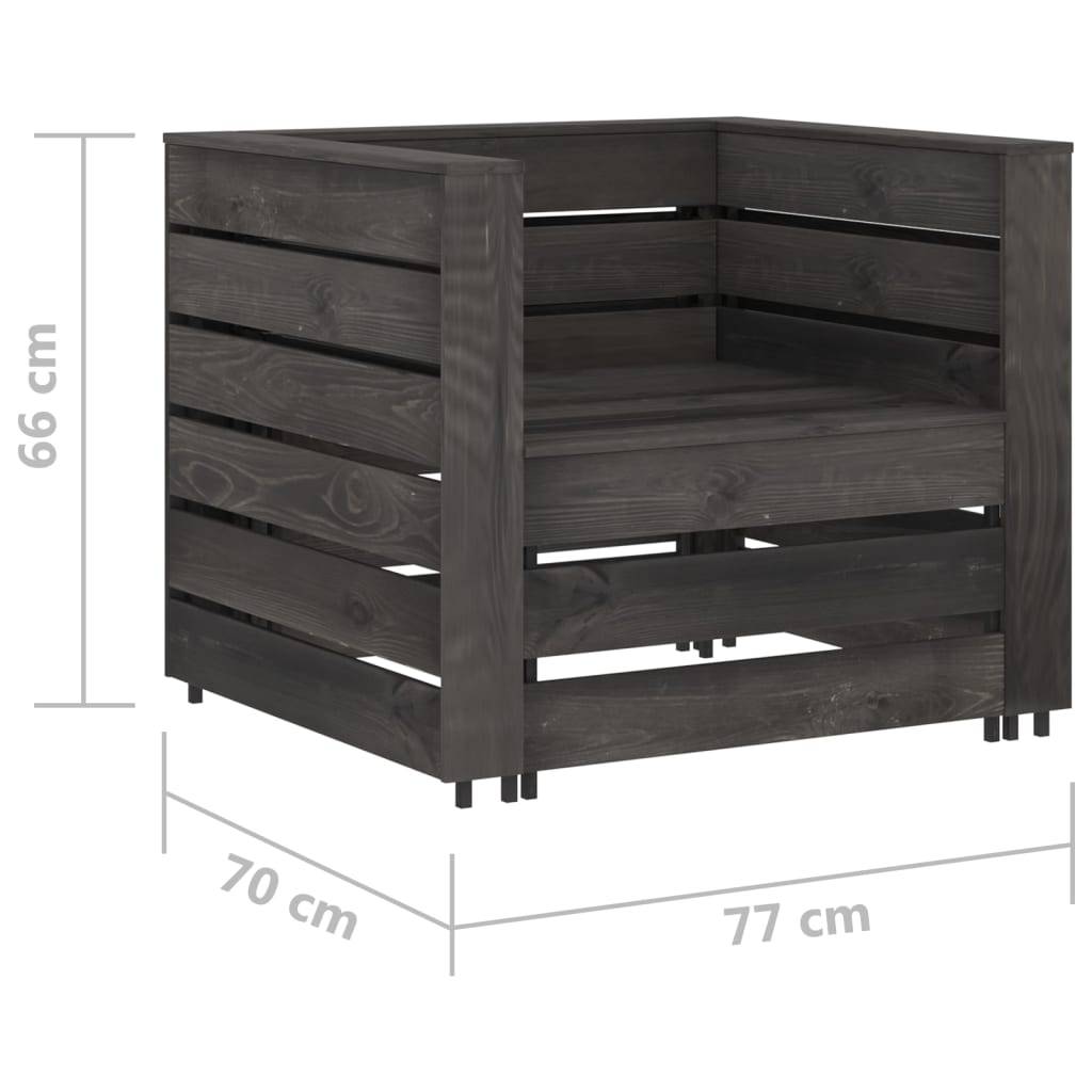 Maison Chic - 2 pcs Salon de jardin palette - Mobilier d'extérieur Bois de pin imprégné de gris - Image 7