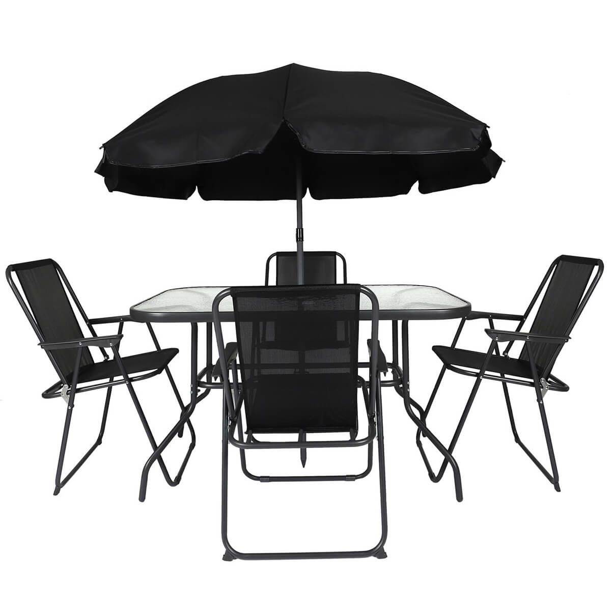ALTOBUY - Salon de Jardin Noir Table Métal et Verre trempé et 4 Fauteuils en Toile - GARDEL - Image 3