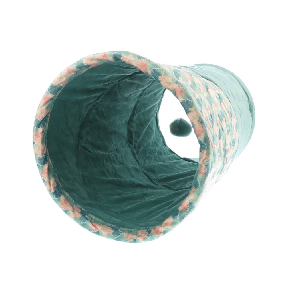 animallparadise - Tunnel bruissant tissu feuille vert , ø 23 x 50 cm, pour chat - Image 4