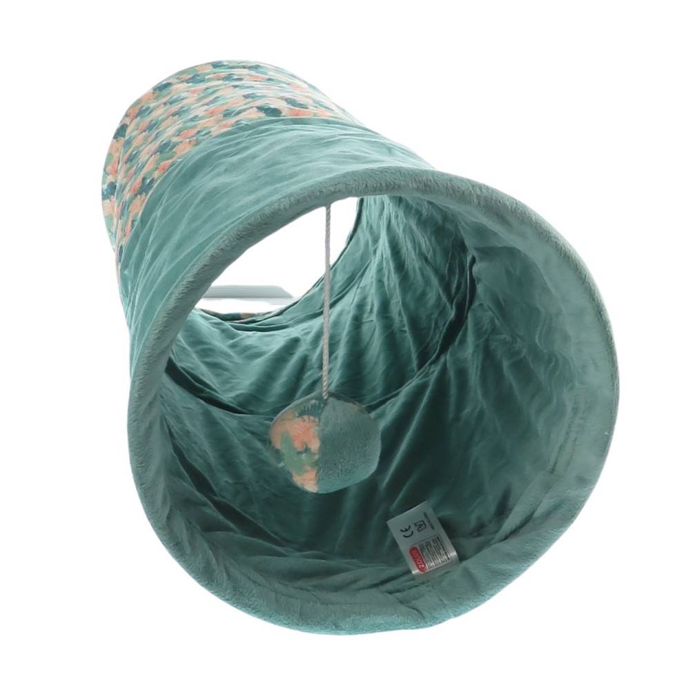 animallparadise - Tunnel bruissant tissu feuille vert , ø 23 x 50 cm, pour chat - Image 2