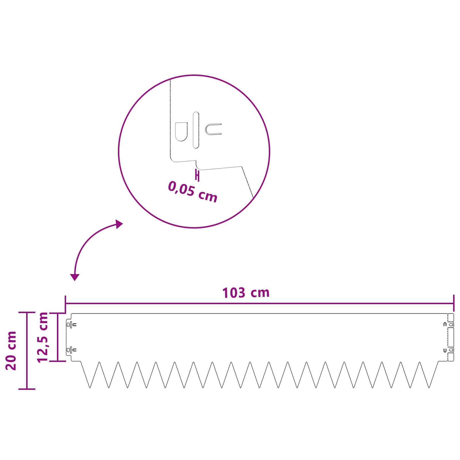 Bordure de pelouse acier argenté 103 x 20 cm, Poids:21.14kg - PANGIVO - Image 9