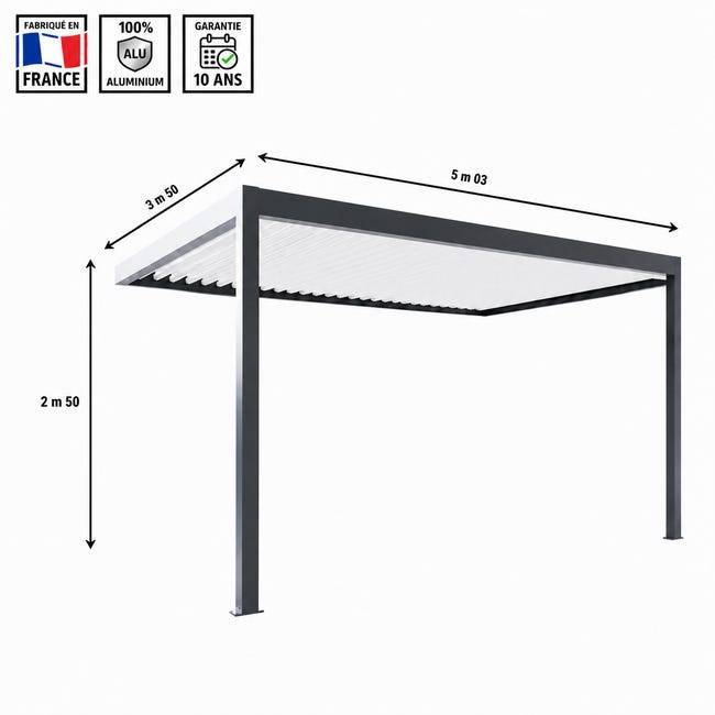 Pergola Bioclimatique Aluminium Adossée Motorisée Éclairée 5x3,5 Anthracite SV ORIAL France - Image 2