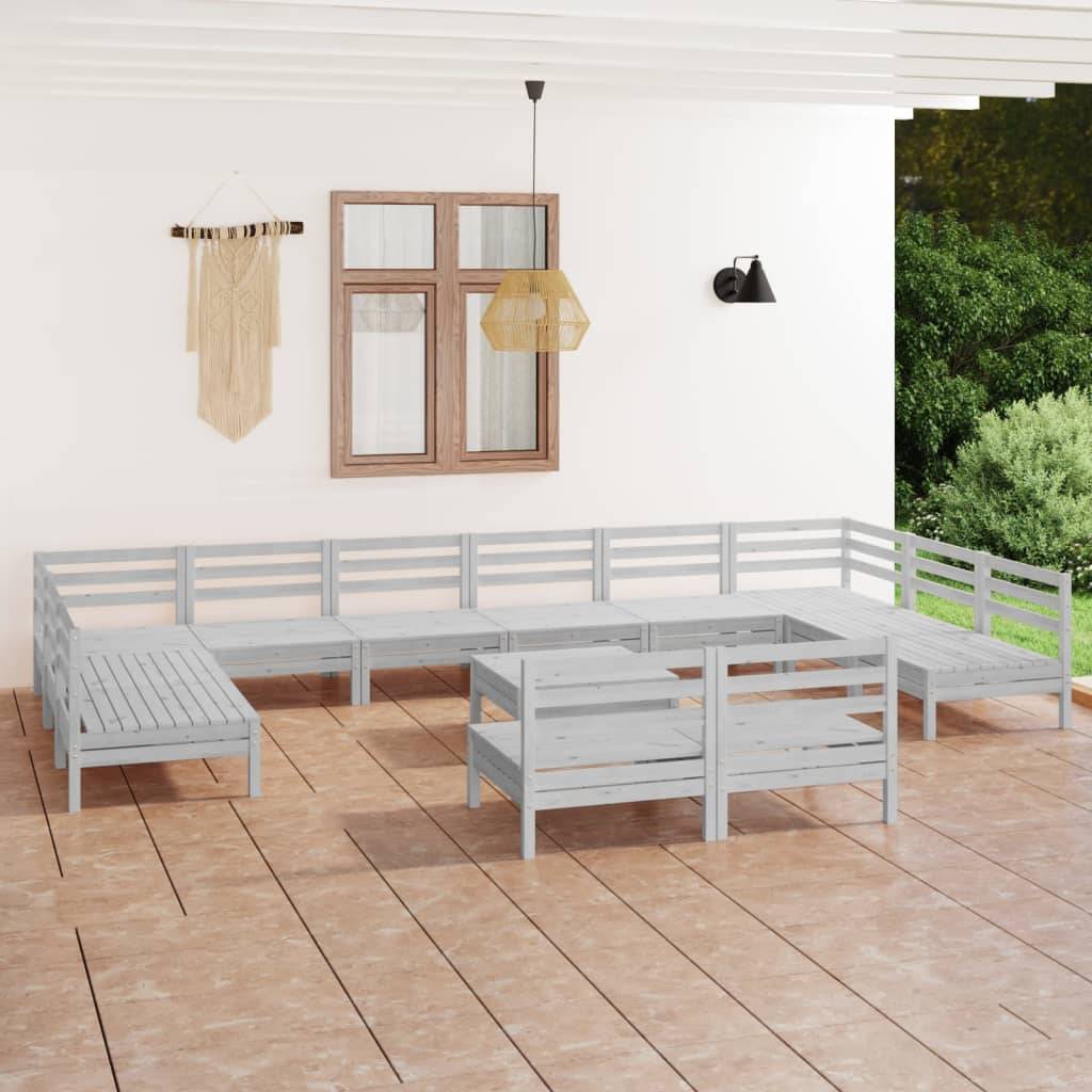 Vidaxl - Salon de jardin 13 pcs Blanc Bois de pin massif vidaXL 3083460 - Image 1