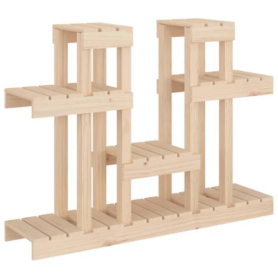 Support à plantes en bois massif avec étagères 104,5 x 25 x 77,5 cm décoratif style rustique en pin naturel - Image 1