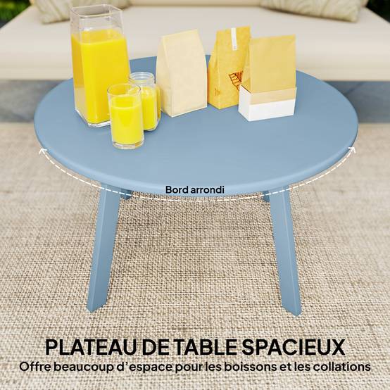 PANGIVO - Table basse de jardin métal bleu 70 x 70 x 42 cm - PANGIVO - Image 6
