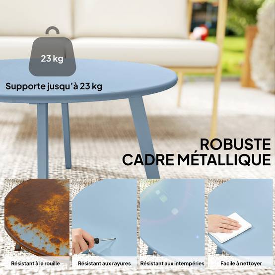PANGIVO - Table basse de jardin métal bleu 70 x 70 x 42 cm - PANGIVO - Image 7