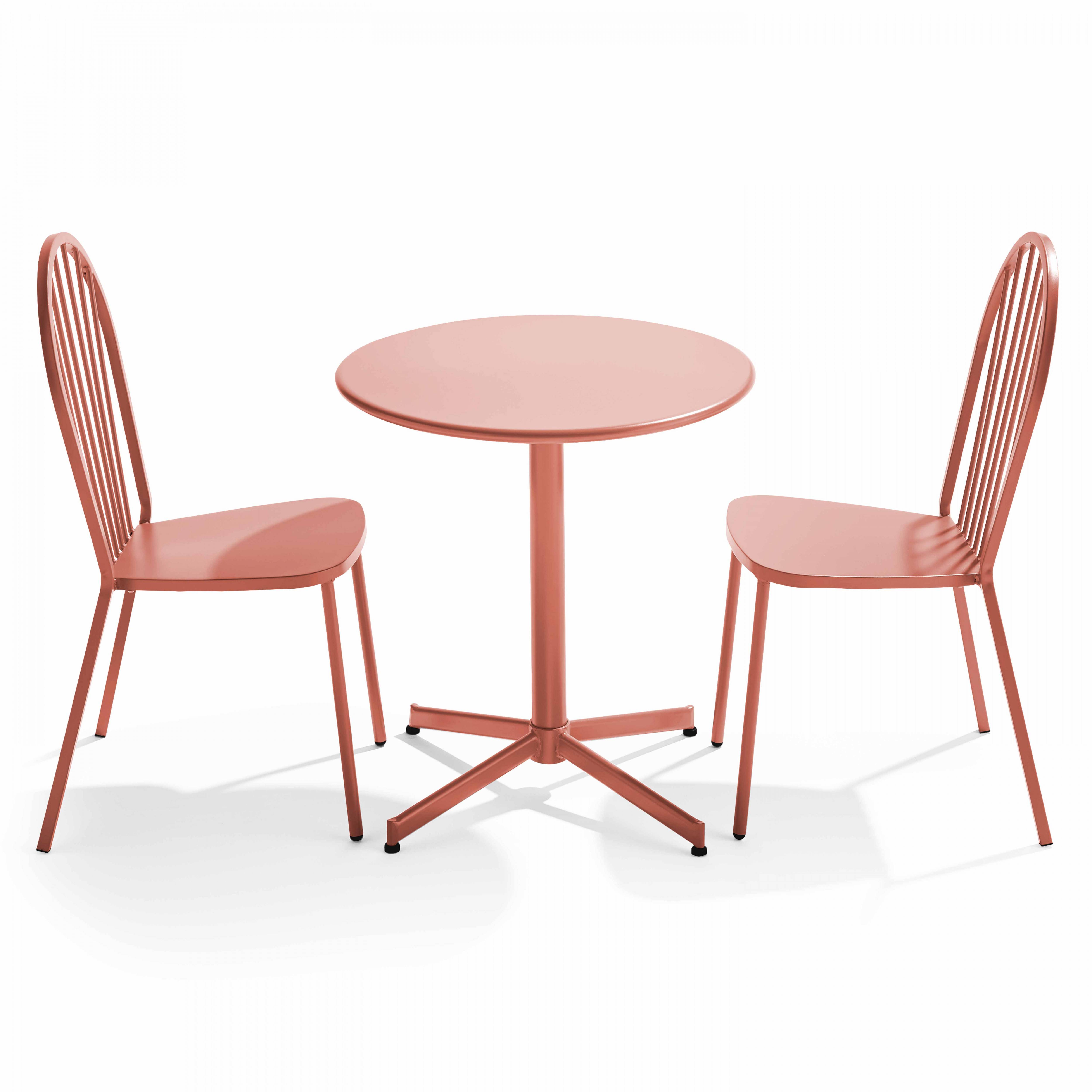 Oviala - Ensemble table ronde et 2 chaises de jardin bistrot en métal argile Palavas - Oviala - Image 1
