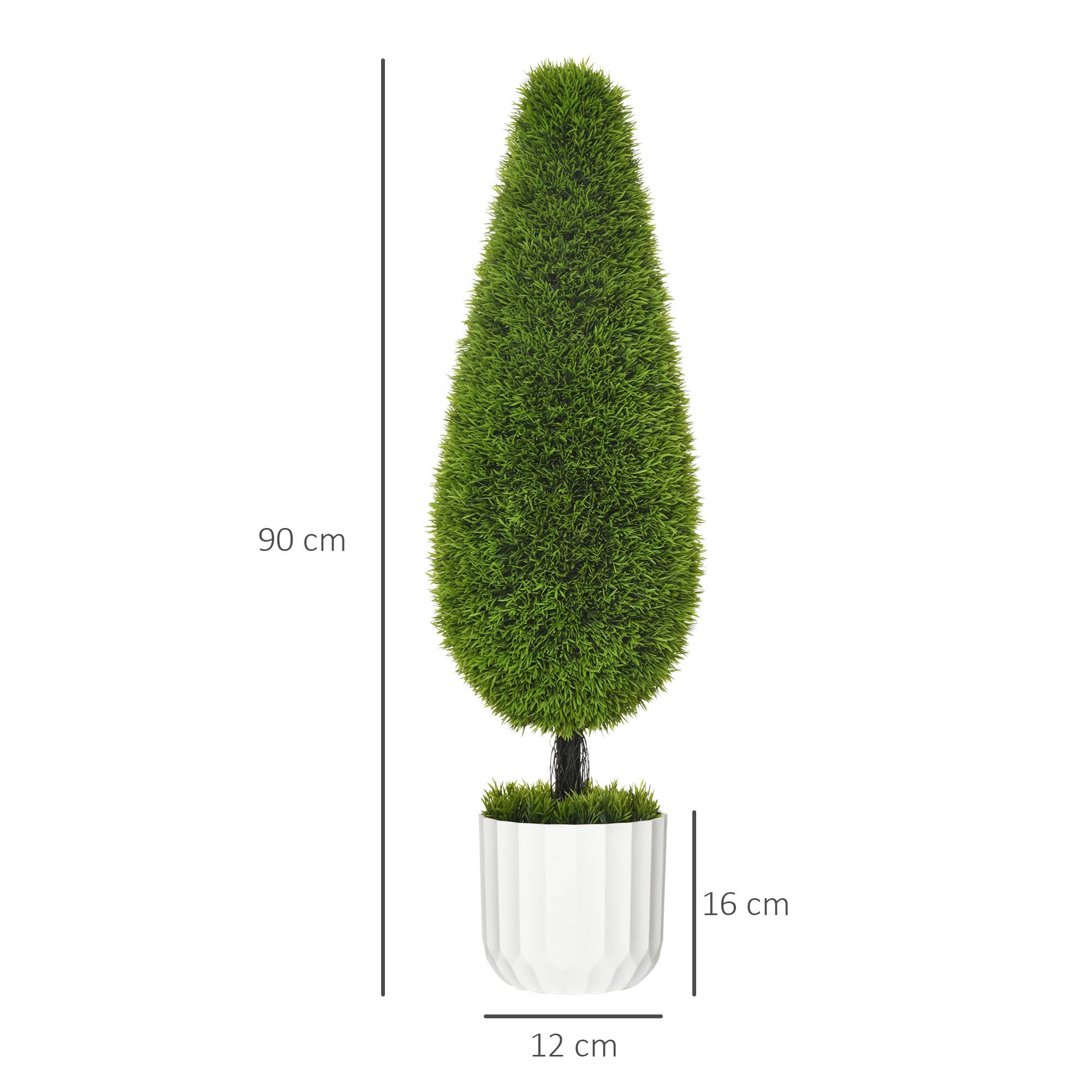 Lot de 2 plantes artificielles cyprès en pot avec mousse déco, blanc+vert - Image 5