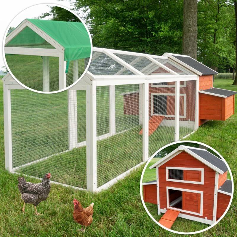 Poulailler en bois pour jardin extérieure Cage Canard avec Nichoir Modèle: 158 Betty rouge 301x171x113cm(LxlxH)AVEC extension - Image 1