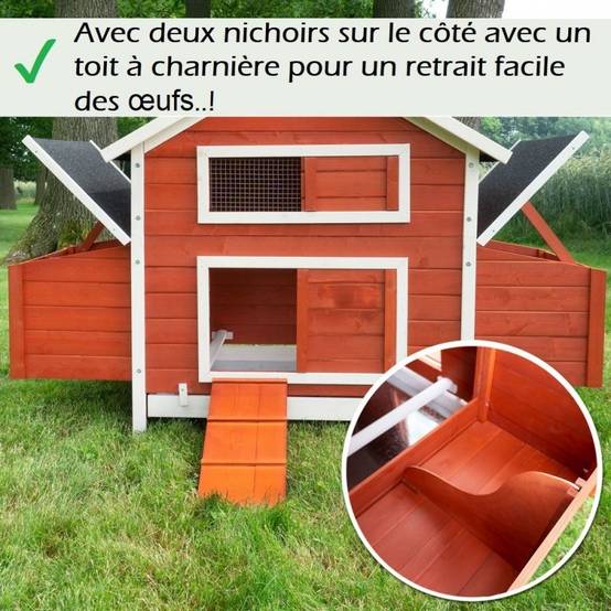 Poulailler en bois pour jardin extérieure Cage Canard avec Nichoir Modèle: 158 Betty rouge 301x171x113cm(LxlxH)AVEC extension - Image 2