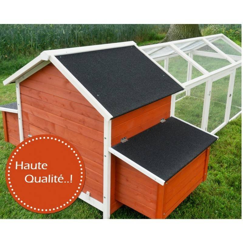 Poulailler en bois pour jardin extérieure Cage Canard avec Nichoir Modèle: 158 Betty rouge 301x171x113cm(LxlxH)AVEC extension - Image 4