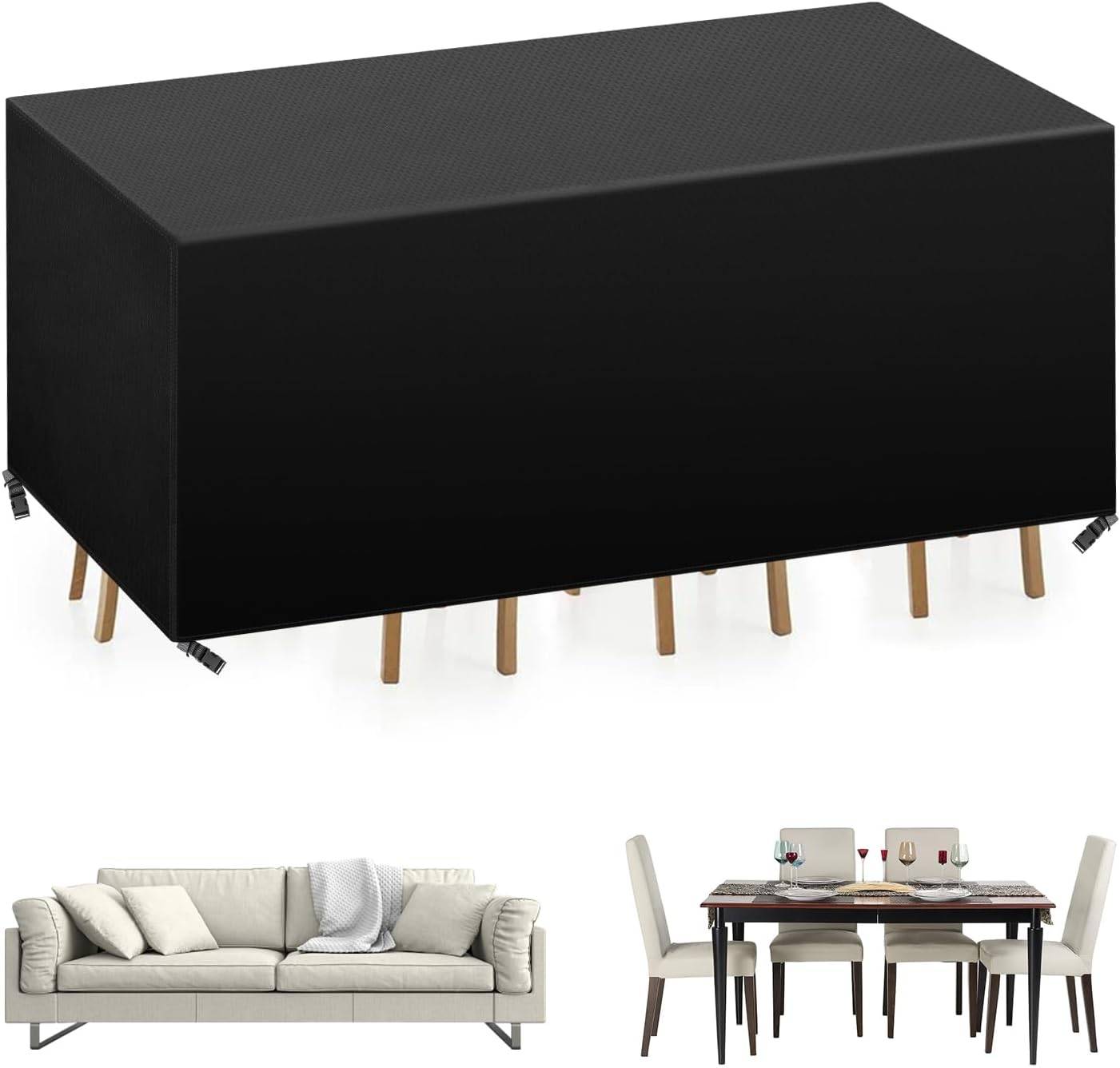 IntiMeg - Housse Salon de Jardin, Très Résistant 420D Oxford Tissu Imperméable Housse de Table de Jardin,213x132x72cm, Noir IntiMeg - Image 1