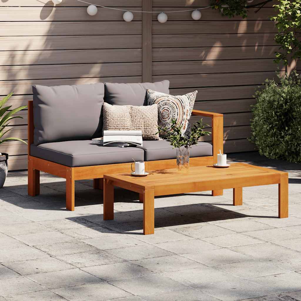 ComfortXL - Canapé Jardin 2 Places avec un Accoudoir Bois Acacia Coussins Gris Foncé Modulable – ComfortXL Outdoor Living - Image 3