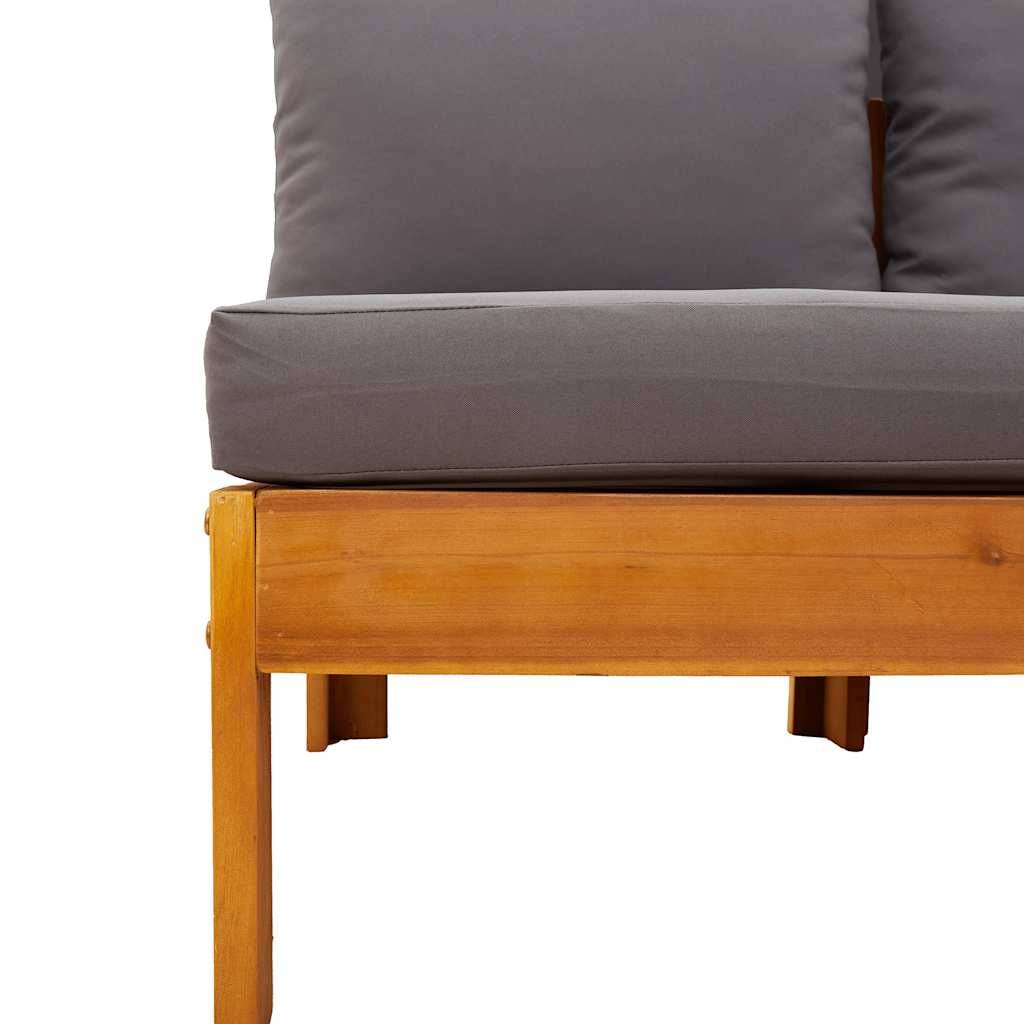ComfortXL - Canapé Jardin 2 Places avec un Accoudoir Bois Acacia Coussins Gris Foncé Modulable – ComfortXL Outdoor Living - Image 7